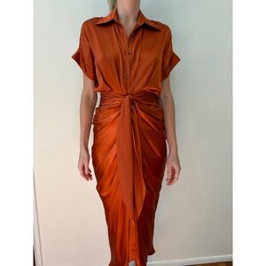 Divine Heritage brand red silk party dress from free people